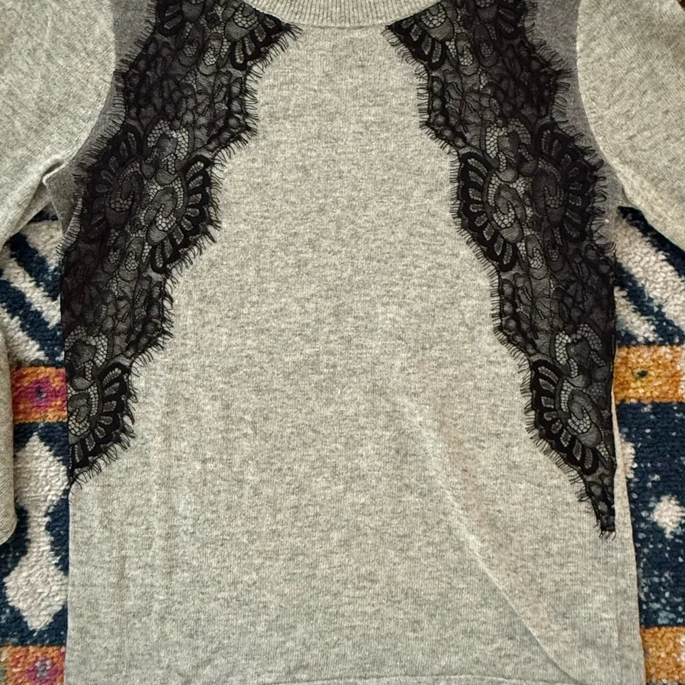 J. Crew Crewneck sweater with lace detail holiday size xs